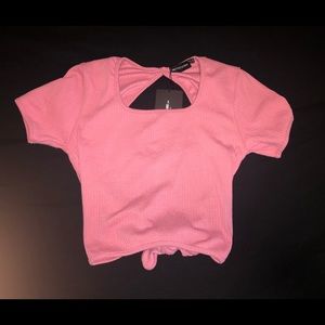 Dusty Pink Open Back Rib Crop Top